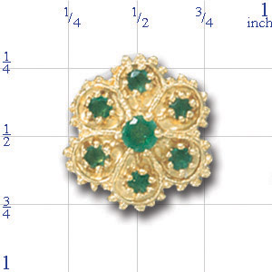 A1611 14K 7EMERALD FLOWER SLIDE 